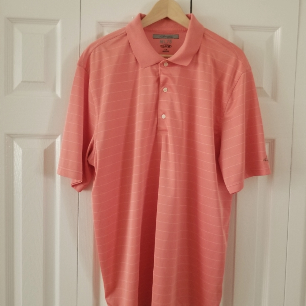 Greg Norman Polo Golf Shirt Men's Large ML75 Play Dry Pink Short Sleeve Casual